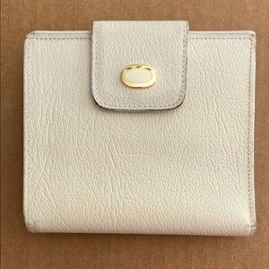 Vtg Lady Bosca Cream Calfskin Leather Folded Wallet Coin Purse